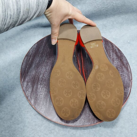 Tory Burch Red Logo Jelly Ballet Flats Womens Size 10 - Picture 10 of 12